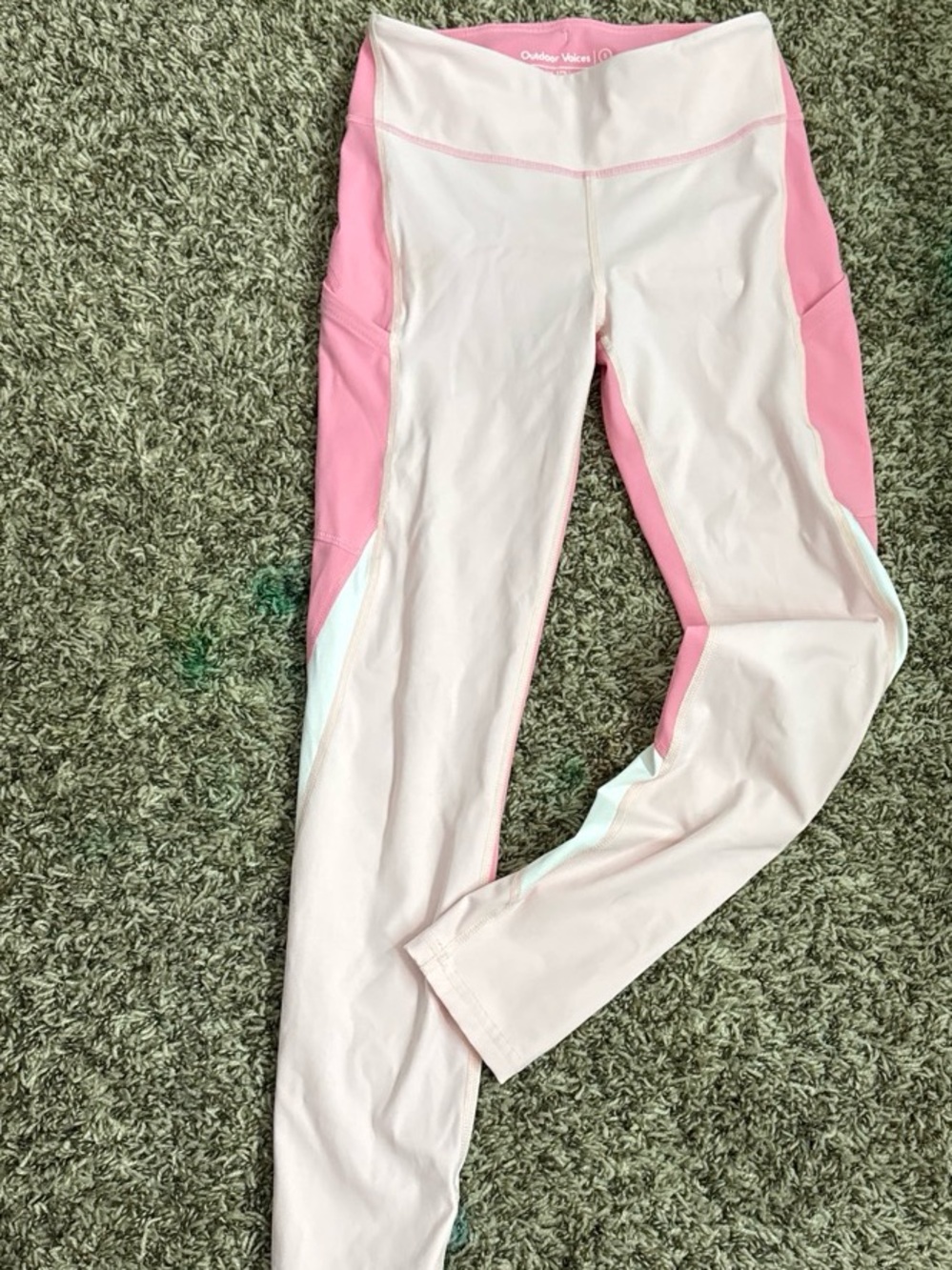 Outdoor Voices Pink and Light Pink Colorblock Kids Leggings